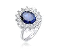 Elli Anillos de Cóctel con Cristal de Circonita de Color Azul Zafiro, de Plata de ley 925
