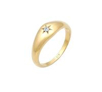 Elli Anillos de compromiso para mujer con solitario y cristales , fabricados en plata de ley 925 chapado en oro