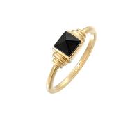 Elli Anillos Elli PREMIUM Anillo Mujeres Cuadrado Vintage con Onix en plata de ley 925 bañada en oro