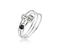 Elli Anillos Juego de Damas Apilado con Cristales en Plata Esterlina 925
