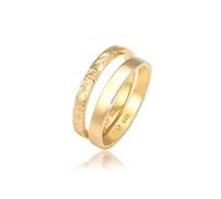 Elli Anillos Mujeres Conjunto Aspecto Básico Martillado Combinable en Plata de Ley 925