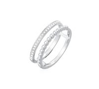 Elli Anillos Mujeres Declaración Dos Filas Bola Color Plata con Cristales