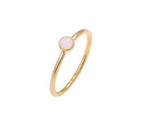 Elli Anillos Mujeres Pila Básico Minimalista con Cuarzo Rosa en Plata de Ley 925 Bañada en Oro