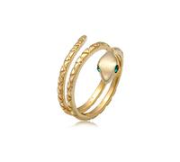 Elli Anillos Mujeres Serpiente Pinky Moderna con Cristales en Plata de Ley 925 Bañada en Oro