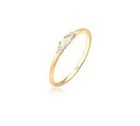 Elli Anillos Mujeres Vintage con Cristales de Zirconia y Ópalo en Plata de Ley 925 Bañada en Oro