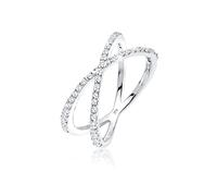 Elli Anillos para dama cruzado con cristales de zirconia en plata de ley 925