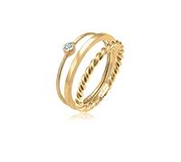 Elli Anillos para mujer con solitario y cristales en plata de ley 925