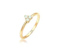 Elli Anillos triple para mujer con diseño geométrico de ópalo circular en plata de ley 925 chapada en oro