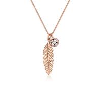 Elli Collar Colgante Boho de Plumas para Mujer, con Cristal en Plata de Ley 925