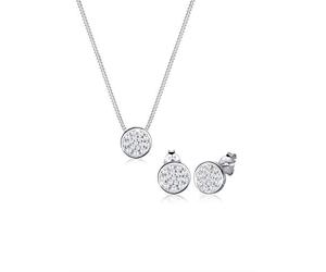 Elli Collar con colgante de plata de ley 925 bañada en oro rosa con circonita blanca de corte xilón de 45 cm de longitud con pendientes de tuerca, 45, Corte facetado, Circón