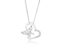 Elli Collares Mujeres Colgante Corazón Mariposa Elegante con Cristales de Zirconia en Plata de Ley 925