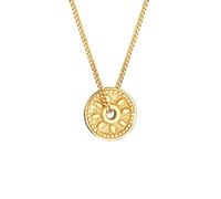 Elli Collar de plata de ley 925 chapado en oro de 24 quilates con colgante de moneda vintage para mujer, joyas, regalos para mujeres, niñas, mamá, novia, cadena de plata, longitud 42 cm, 420, Plata