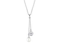 Elli Collar para mujer, colgante de bola, cadena en Y, elegante con perlas de núcleo de concha en plata de ley 925, 450, Concha, sin gema