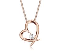 Elli Collar para mujer con colgante de corazón de cristal (0,02 ct), plata 925 y circonitas blancas, talla brillante, 450, Corte facetado, Circonia cúbica