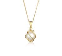 Elli Collar para mujer con colgante en espiral de perlas sintéticas en oro amarillo 375, 45 cm de largo, 45cm, Corte facetado, Perla