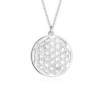 Elli collar para Mujer, Plata de ley 925, diseño de flor de la vida, longitud 70 cm