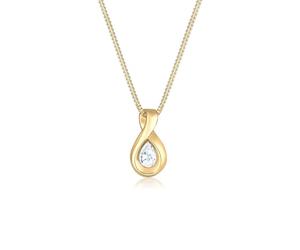 Elli Collar prémium para mujer con infinito y circonitas en oro amarillo 585, 45cm, Corte facetado, Circonia cúbica