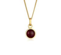 Elli Collar premium para mujer solitario básico redondo con piedras preciosas granate en plata de ley 925 chapada en oro, 45cm, Plata esterlina, Granate
