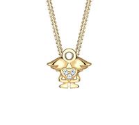 Elli Collares Cadena para Mujer con Colgante con Forma de Ángel y Cristales, Fabricada en Plata de Ley 925 Chapada en Oro