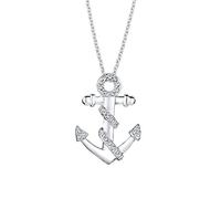 Elli Collares - Cadena para mujer con colgante de ancla y cristales de Swarovski, fabricada en plata de ley de 925, 45 cm de largo