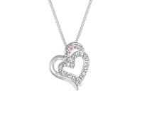 Elli Collares Cadena para Mujer con Colgante de Corazones entrelazados y Cristales Fabricada en Plata de Ley de 925, 45 Cm de Largo