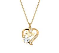 Elli Collares Collar para mujer con colgante con forma de corazón y texto “Mom”, con cristales de circonita, de plata de ley 925 chapada en oro