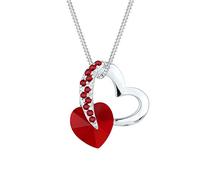 Elli Collares Mujer Colgante de Corazón Juguetón con Cristal de en Plata de Ley 925