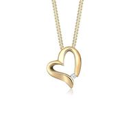 Elli Collares Mujeres Colgante Corazón Curvo con Diamante (0.015 ct.) en Plata de Ley 925