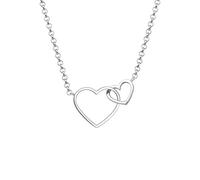 Elli Collares Mujeres Colgante de Corazón Entrelazado en Plata de Ley 925 Bañada en Oro