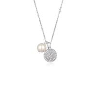Elli Collares Mujeres Colgante Placa Color Plata con Perla Sintética y Cristales