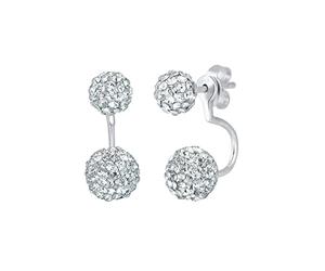 Elli Damen-Pendientes front-back doble 925 pendientes de plata de cristal blanco corte brillante - 0307240915