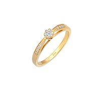 Elli DIAMONDS Anillo Mujeres con Motivo Floral Precioso con Flor de Diamante (0,16 ct.) en Oro Amarillo 585