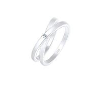 Elli DIAMONDS Anillo Mujeres Cruzado de Diamantes (0.015 ct.) en Plata de Ley 925