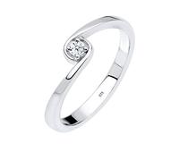 Elli DIAMONDS Anillo Mujeres de Compromiso Solitario con Diamante (0,03 ct.) en Plata de Ley 925