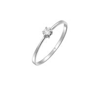 Elli DIAMONDS Anillo Mujeres de Compromiso Solitario con Diamante (0,10 ct.) en Oro Blanco 585