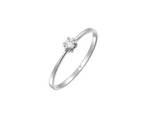 Elli DIAMONDS Anillo Mujeres de Compromiso Solitario con Diamante (0,10 ct.) en Oro Blanco 585