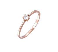 Elli DIAMONDS Anillo Mujeres de Compromiso Solitario con Diamante (0,11 ct.) en Oro Rosa 750
