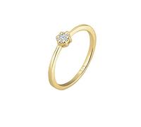 Elli DIAMONDS Anillo Mujeres Flor de Compromiso con Diamante (0,045 ct.) en Oro Amarillo 375