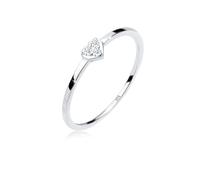Elli DIAMONDS Anillo Mujeres Símbolo de Corazón Clásico con Diamante (0,06 ct.) en Plata de Ley 925