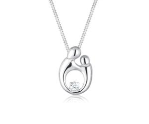 Elli DIAMONDS Collar Mujeres Madre e Hijo Elegante con Diamante (0.03 ct.) en Plata de Ley 925