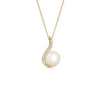 Elli DIAMONDS Collar Mujeres Perla Clásica con Diamante (0.055 ct.) en Oro Amarillo 585