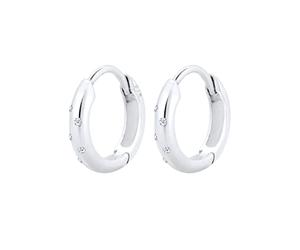 Elli DIAMONDS Pendientes Mujeres Criollas con Diamantes (0,05 ct.) brillantes en Plata de Ley 925
