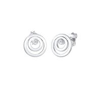 Elli DIAMONDS Pendientes Mujeres Diamante Geo Redondo Círculo es (0.03 ct.) en Plata de Ley 925