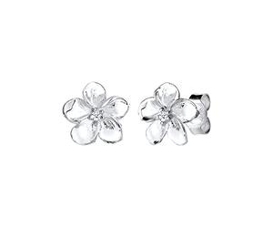 Elli DIAMONDS Pendientes Mujeres Flor de Frangipani con Diamante (0,03ct) en Plata de Ley 925