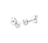Elli DIAMONDS Pendientes Mujeres Solitario con Diamante (0,06 ct.) en Plata de Ley 925