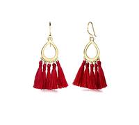 Elli Earrings Hanger Drop Shape Boho Festival Tassel Blue 925 Sterling Silver