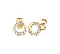 Elli Earrings Ladies Stud Earrings Circle Geo Gold Coloured with Crystals