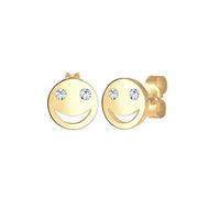 Elli Earrings Ladies Stud with Smiling Face with Crystal 925 Sterling Silver