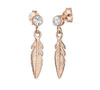 Elli Earrings Women Feather Pendant Trend with Crystals in 925 Sterling Silver
