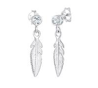 Elli Pendientes Boho de Plumas de Mujer con Cristales de en Plata Esterlina 925